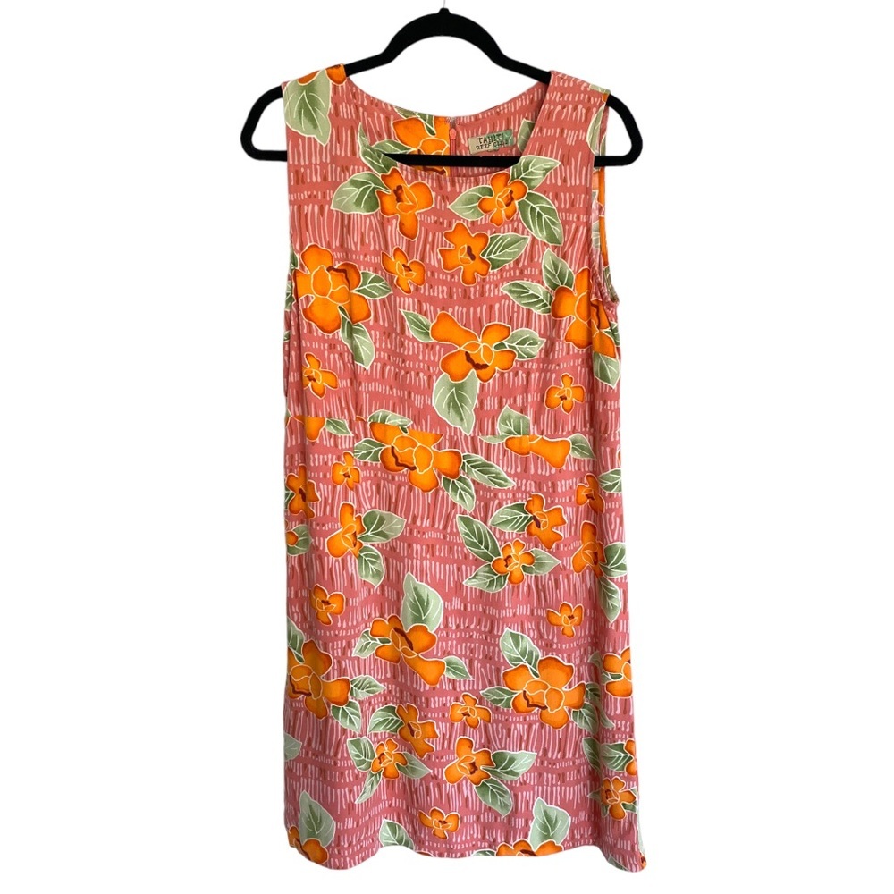 Tahiti Reef Club Hawaiian Pink and Orange Floral Dress Women’s Size XL